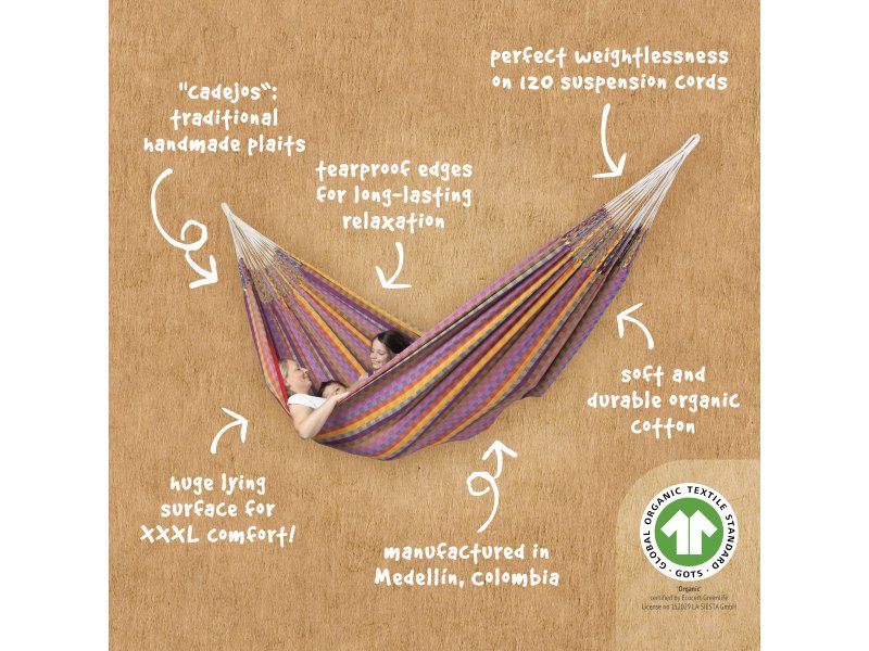 χαρακτηριστικά πολύχρωμης οικογενειακής αιώρας από οργανικό βαμβακι 