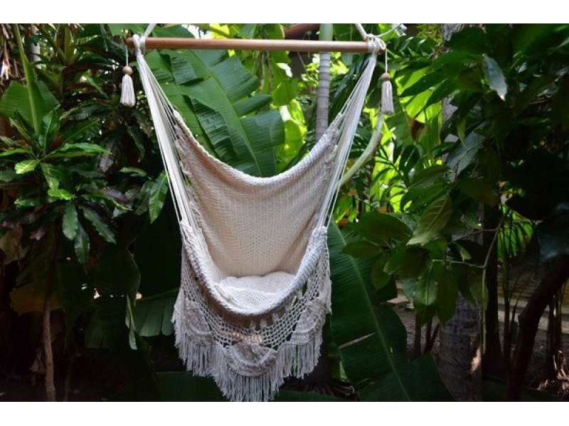 αιώρα κάθισμα Νικαραγουα Grande εκρού με κρόσσια 