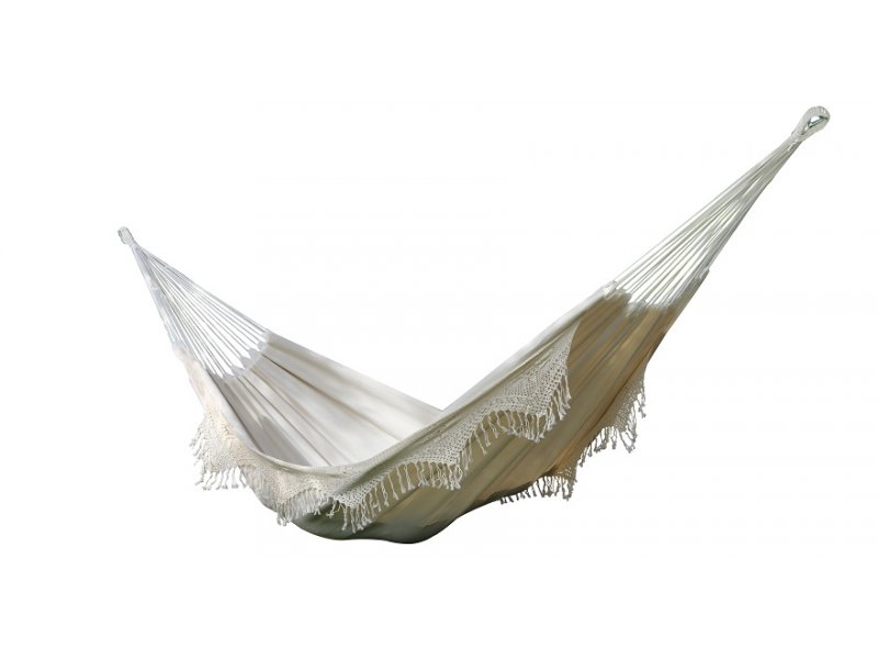 εκρού λεύκη υφασμάτινη διπλή αιώρα με κρόσσια Deluxe Pure