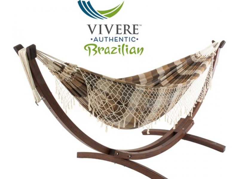 Ξυλινη Βαση Αιώρας μαζι με Διπλη αιώρα Cafe Brazil