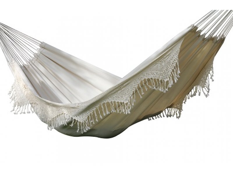 Εκρού υφασμάτινη διπλή αιώρα κρόσσια Deluxe Pure