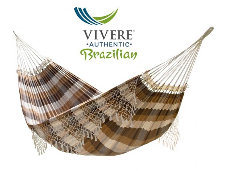 Βραζιλιανικη Αιώρα Κροσια Βαμβακερή Υφασματινη Cafe Vivere BrazilWood