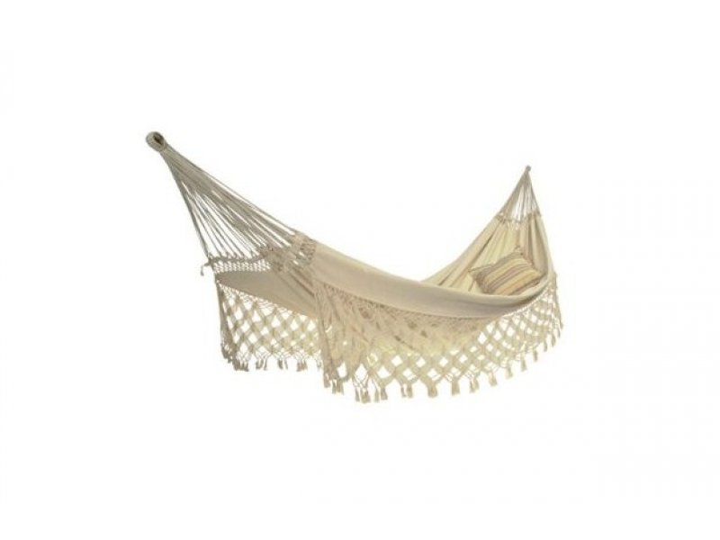 Βραζιλιάνικη αιώρα Διπλή με κρόσσια Λευκή 