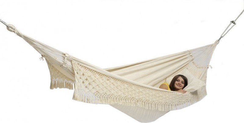 Βραζιλιάνικη αιώρα  με κρόσσια Λευκή Κρόσσια Λεπτομέρια