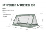 DD Super Light  A-Frame Mesh Tent Olive Green for two People Dimensions 